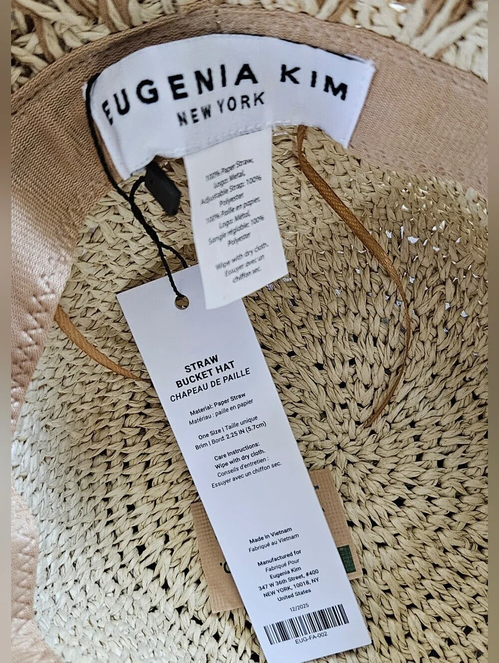 Eugenia Kim New York Designer Fitted Cute Bailey Natural Ombre Straw Bucket Hat